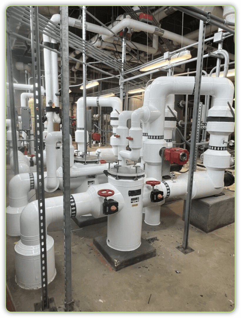 A large group of pipes in a room.