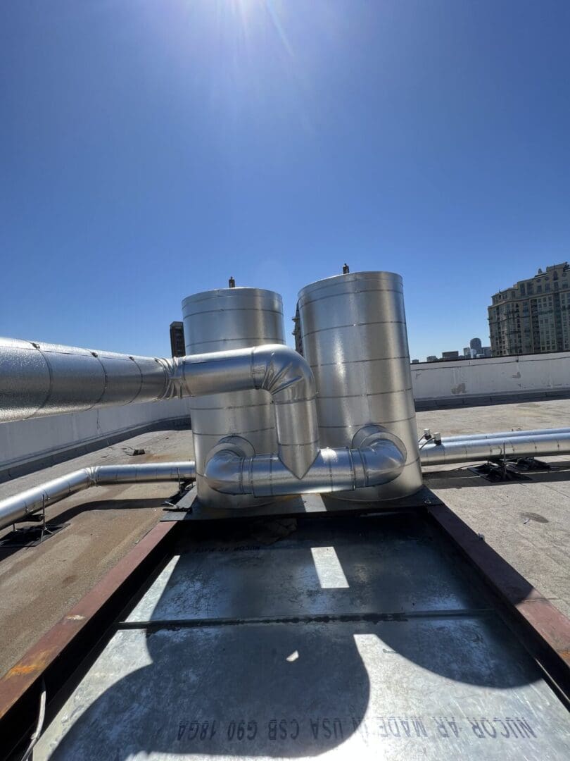 A view of the top of an industrial building.